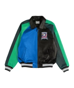 Stegaro Multicolor Bomber Leather Jacket