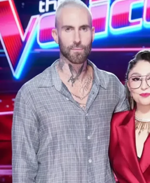 The Voice S27 Adam Levine Grey Checked Shirt