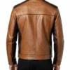 Vintage Wax Tan Dark Brown Leather Jacket For Mens