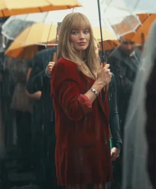 A Big Bold Beautiful 2025 Margot Robbie Journey Red Blazer