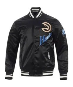 Atlanta Hawks 2024 25 City Edition Chenille Black Varsity Jacket