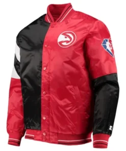 Atlanta Hawks 75th Anniversary Black And Red Varsity Jacket