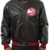 Atlanta Hawks Black Leather Varsity Jacket