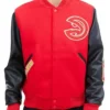 Atlanta Hawks Red And Black Letterman Varsity Jacket