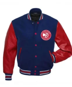 Atlanta Hawks Red And Blue Letterman Varsity Jacket