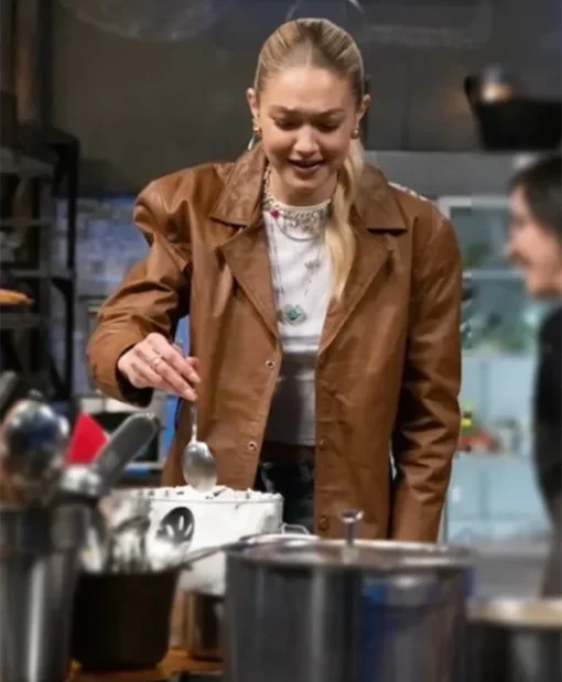 Beat Bobby Flay 2025 Gigi Hadid Brown Jacket