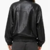 Black loose-fit Leather Jacket For Womens