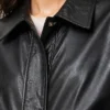 Black loose-fit Leather Jacket Women