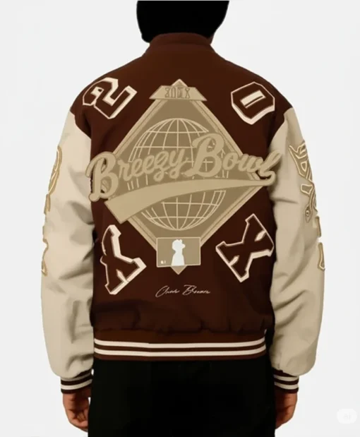 Breezy Bowl XX Brown And Beige Letterman Varsity Jacket - Image 2