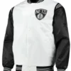 Brooklyn Nets White And Black Varsity Jacket