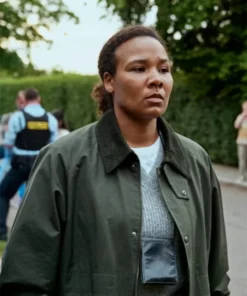 Buy Now Aicha TV-Series Secrets We Keep Season 01 Sara Fanta Traore Green Cotton Jacket For Unisex