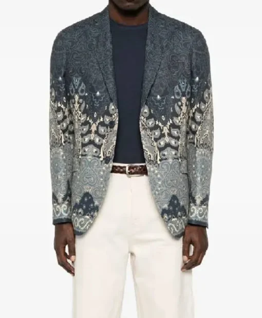Buy Now American Idol Season 23 Luke Bryan Blue Paisley Print Blazer For Unisex