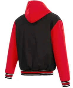 Buy Now Atlanta Hawks Black And Red Hooded Varsity Jacket For Men And Women