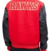 Buy Now Atlanta Hawks Red And Black Letterman Varsity Jacket For Unisex