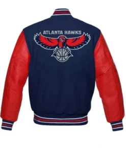 Buy Now Atlanta Hawks Red And Blue Letterman Varsity Jacket For Men And Women