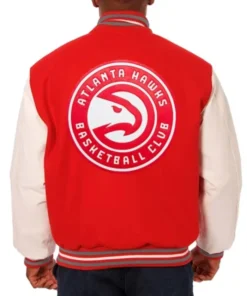 Buy Now Atlanta Hawks Red And White Letterman Varsity Jacket For Men And Women