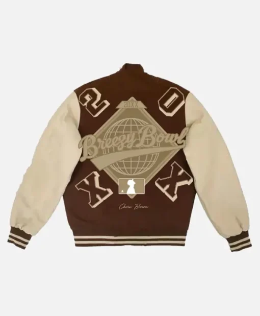 Buy Now Breezy Bowl XX Brown And Beige Letterman Varsity Jacket For Unisex