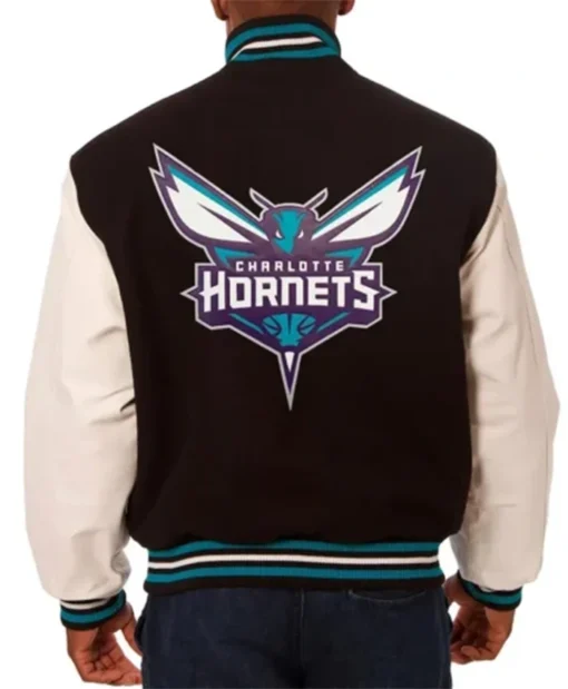 Buy Now Charlotte Hornets Black And White Letterman Varsity Jacket For Unisex