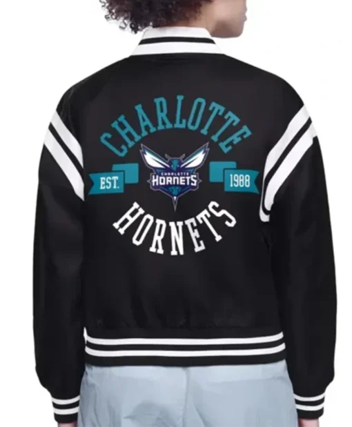 Buy Now Charlotte Hornets Printed Logo Black Varsity Jacket For Men And Women