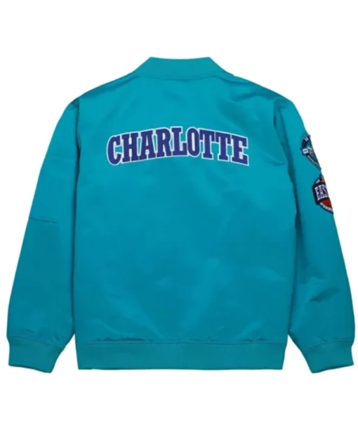 Buy Now Charlotte Hornets Vintage Logo Aqua Lightweight Bomber Jacket For Unisex