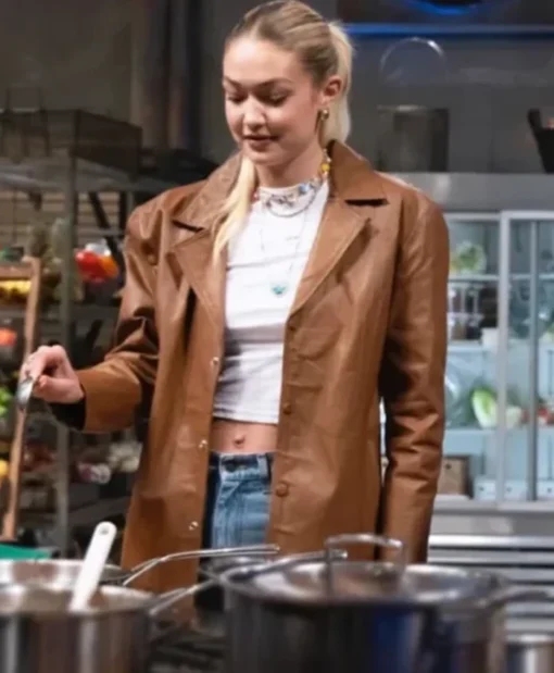 Buy Now Gigi Hadid TV-Series Beat Bobby Flay 2025 Brown Jacket For Unisex