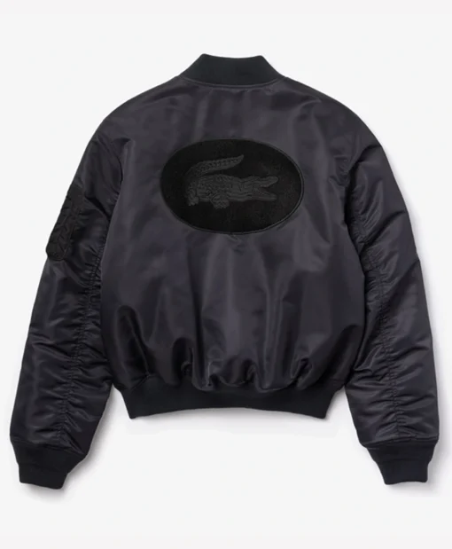 Buy Now Lacoste Oversized Contrast Black Bomber Jacket For Men And Women