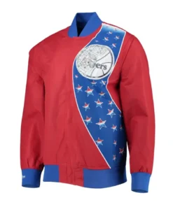 Buy Now Mitchell And Ness Philadelphia 76ers Warm-Up Varsity Jacket For Unisex