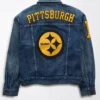 Buy Now NFL Pittsburgh Steelers Blue Denim Jacket For Men And Women