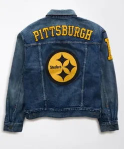 Buy Now NFL Pittsburgh Steelers Blue Denim Jacket For Men And Women