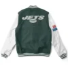 Buy Now NY Jets Super Bowler White And Green Varsity Jacket For Men And Women