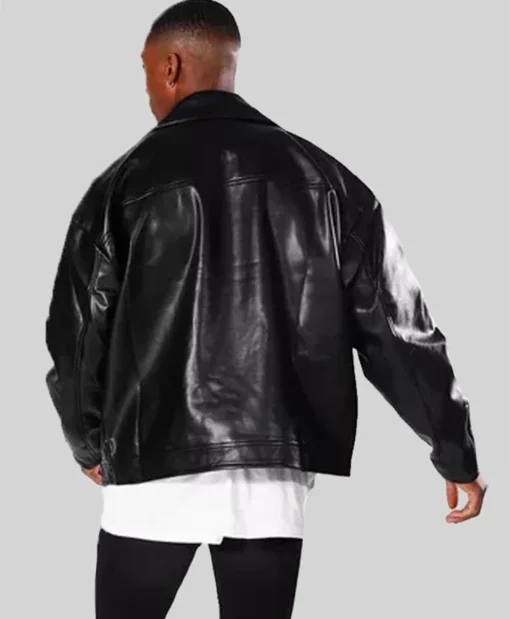 Buy Now Oversized Black Leather Biker Jacket For Mens And Womens