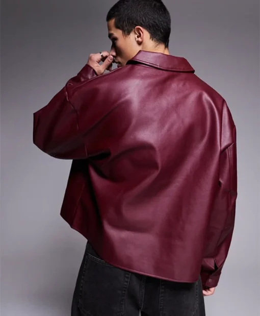 Buy Now Oversized Burgundy Leather Jacket For Men And Women