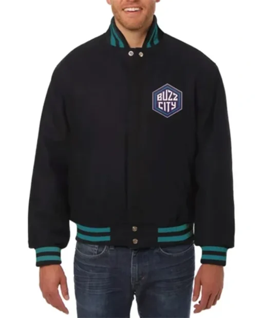 Charlotte Hornets Black Letterman Varsity Jacket