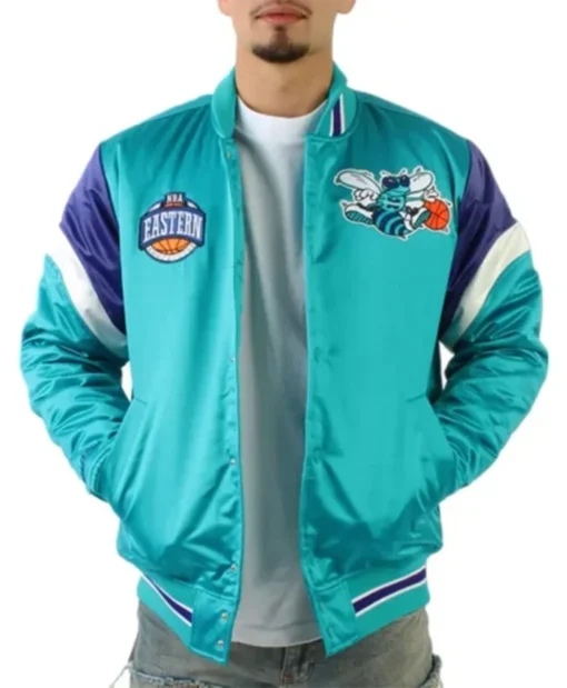 Charlotte Hornets Eastern Aqua Varsity Jacket