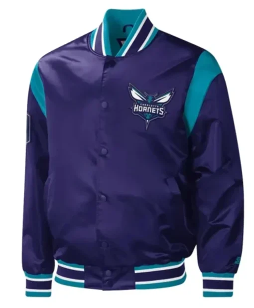 Charlotte Hornets Force Play Purple Varsity Jacket
