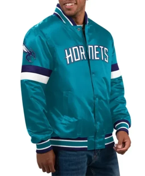Charlotte Hornets Home Game Teal Blue Varsity Jacket