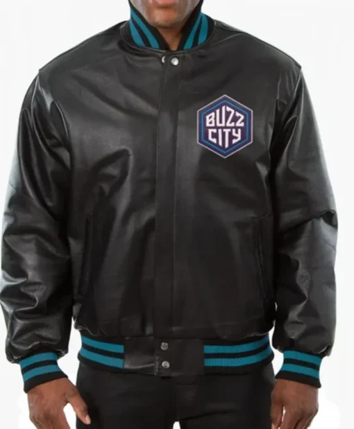 Charlotte Hornets Leather Varsity Jacket