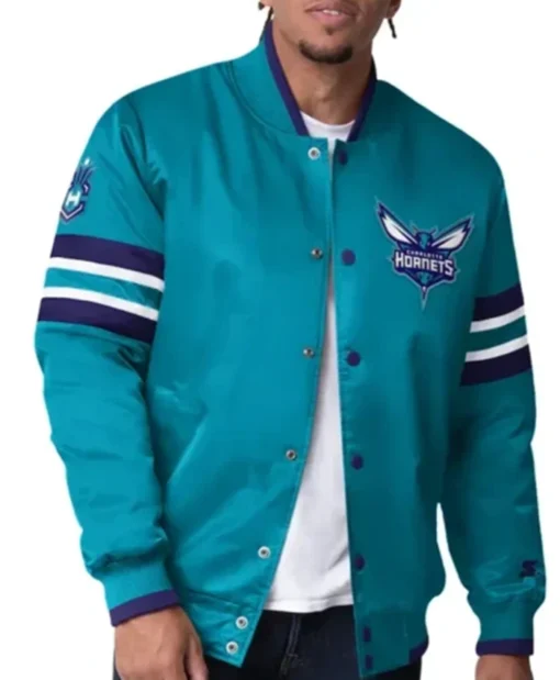 Charlotte Hornets Scout I Teal Blue Varsity Jacket