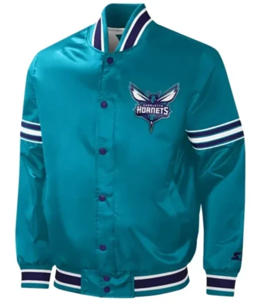 Charlotte Hornets Slider Teal Blue Varsity Jacket