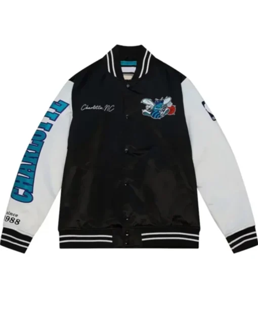Charlotte Hornets Team Origins Black And White Varsity Jacket