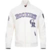 Colorado Rockies Current Logo Game Day Eggshell Varsity Jacket