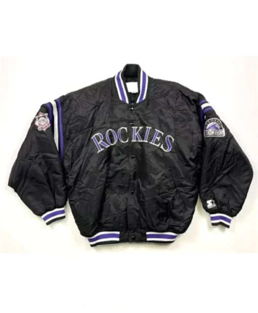 Colorado Rockies Diamond Collection Black Varsity Jacket