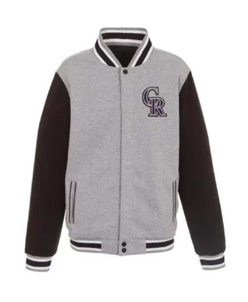 Colorado Rockies Grey And Black Varsity Jacket
