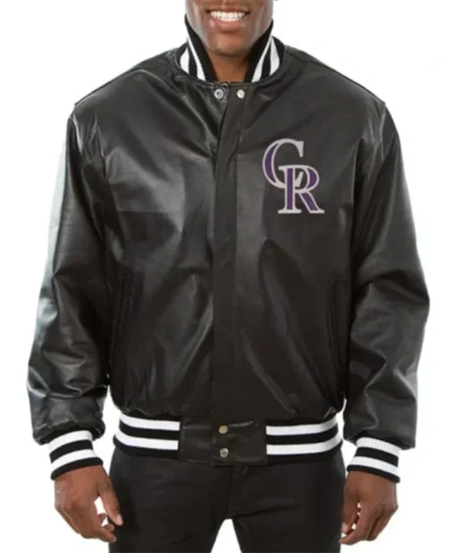 Colorado Rockies Leather Varsity Jacket