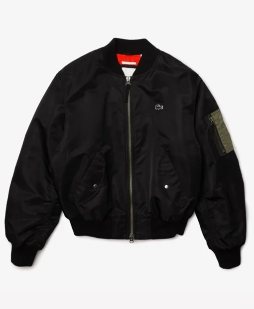Lacoste Oversized Contrast Black Bomber Jacket