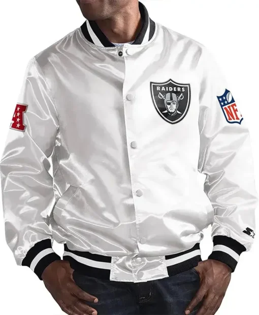 Las Vegas Raiders White Varsity Jacket