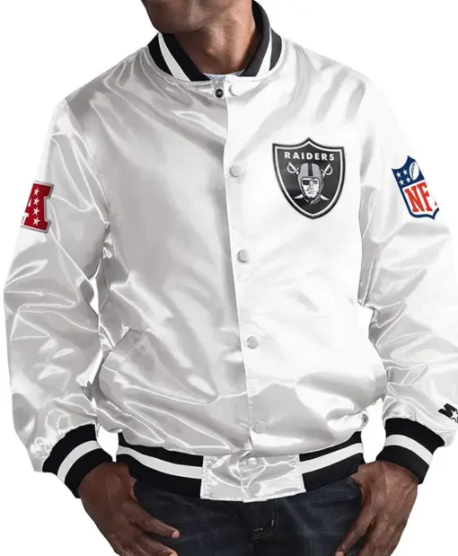 Las Vegas Raiders White Varsity Jacket For Men
