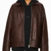Oversized Brown Leather Jacket For Womens