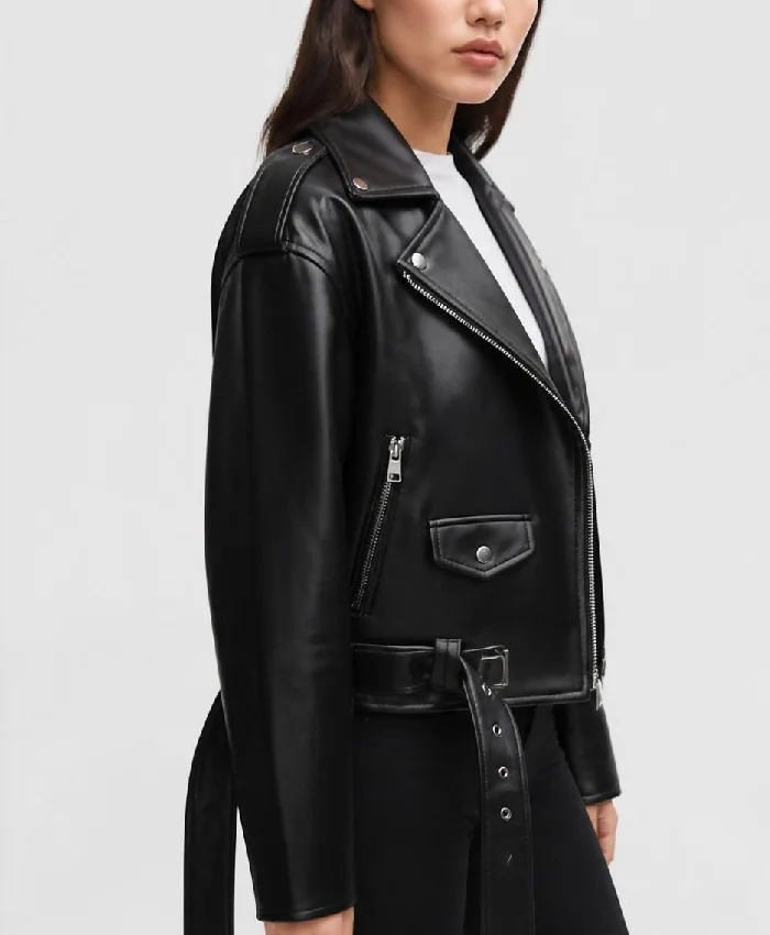 Oversized Effect Biker Leather Jacket Women