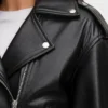 Oversized Effect Biker Leather Jacket Womens